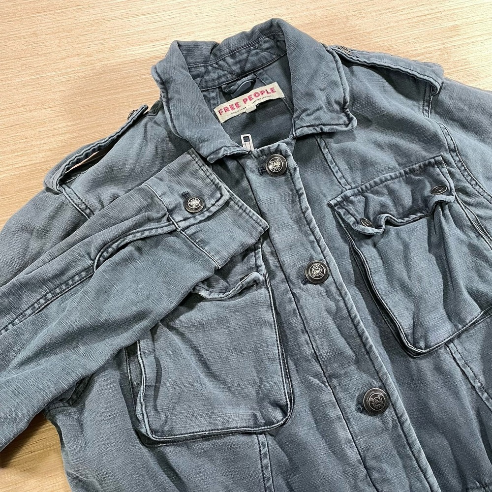 Free People Not Your Brothers‎ Military Surplus Utility Jacket Size S Gray Blue